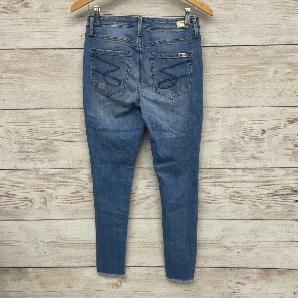 Seven 7 Vancouver Mid Rise Skinny Floral Embroidered Novelty Jeans denim Size 4 - Picture 3 of 10